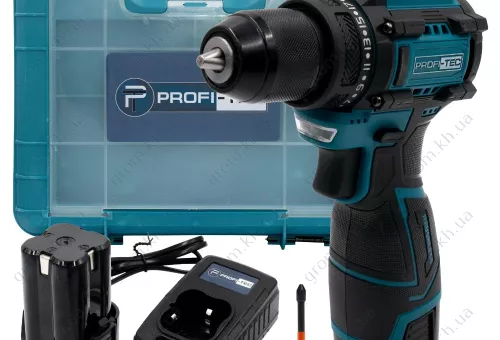 Фото 1- Аккумуляторный шуруповерт PROFI-TEC PCD35168BL (2×PT1620 (2.0 Ач), зарядное устройство)