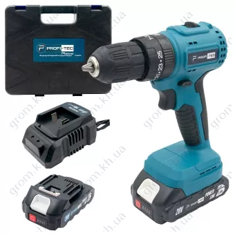 Фото 1- Аккумуляторный шуруповерт PROFI-TEC PCD3520BL POWERLine (2×PT2020MP (2.0 Ач), зарядное устройство)