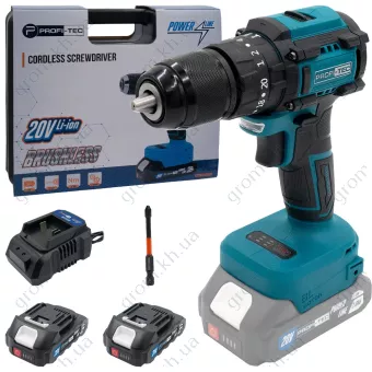 Фото 1- Аккумуляторный шуруповерт PROFI-TEC PCD5220 POWERLine (2×PT2020MP (2.0 Ач), зарядное устройство)