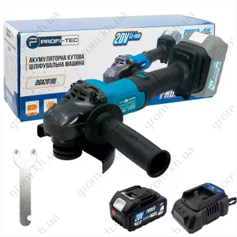 Фото 1- Аккумуляторная угловая шлифовальная машина PROFI-TEC DGA201BL POWERLine (1×PT2040MP (4.0 Ач), зарядное устройство)