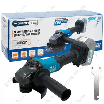 Фото 1- Акумуляторна кутова шліфувальна машина PROFI-TEC DGA201BL POWERLine (без акумулятора та зарядного пристрою)