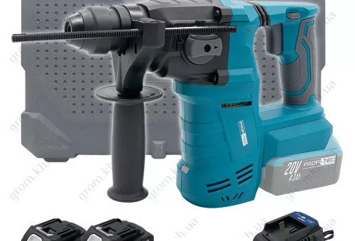 Фото 1- Акумуляторний перфоратор PROFI-TEC PPBH2520 POWERLine (2×PT2040MP (4.0 Ач), зарядний пристрій)