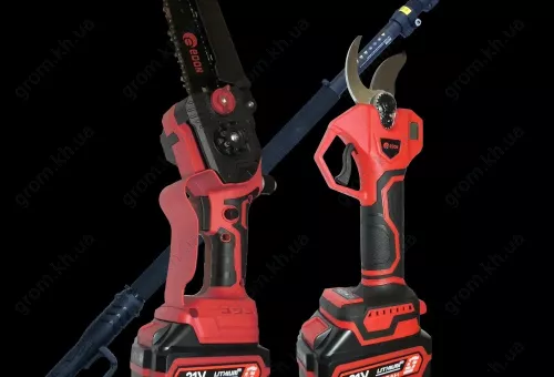 Фото 1- Аккумуляторный набор EDON ED SMART-21V/2K (Секатор, Пила, 2 акб по 4 Ач, Штанга телескоп)