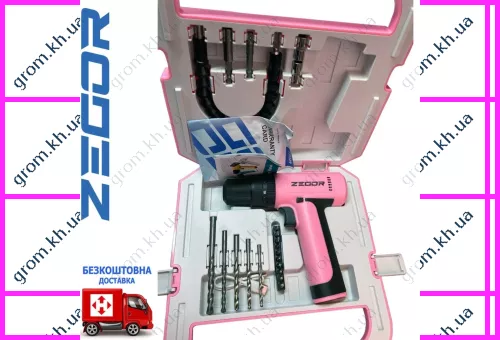 Фото 1- Шуруповерт аккумуляторный Zegor CDPK-12H (PINK SEVEN)