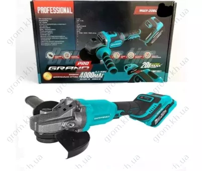Фото 1- Машина шлифовальная угловая аккумуляторная Grand МШУ-125/20BL-1 (АКБ 1шт)