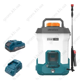 Фото 1- Аккумуляторный опрыскиватель PROFI-TEC PS-12L/20V (PT2020VX (2.0 Aг), зарядное устройство)