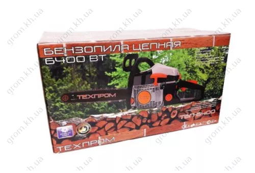 Фото 1- Бензопила Техпром ТБП-6400 (п/п метал. стартер, 1 шина/1 ланцюг, праймер знімна зірочка)