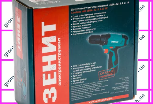 Фото 1- Шуруповерт аккумуляторный Зенит ЗША-1213 А Li-1К