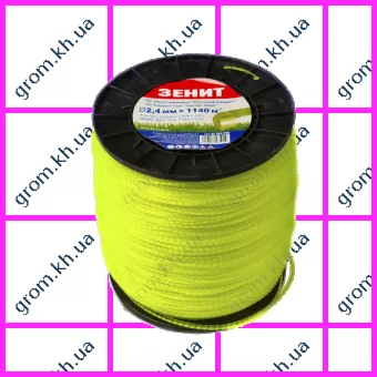 Фото 1- Леска для садовых триммеров Зенит «Витой квадрат» 2,4 мм × 1140 м (КРК-24-1140-С)