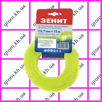 Фото 1- Леска для садовых триммеров Зенит «Витой квадрат» 2,7 мм × 15 м