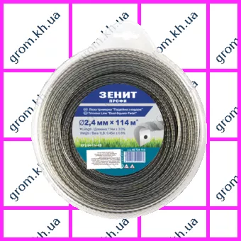 Фото 1- Леска для садовых триммеров Зенит «Двойная с кордом» 2,4 мм × 114 м (КР2-24-114 КВ) Профи