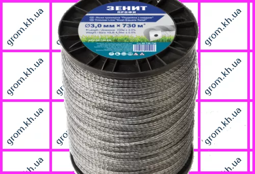 Фото 1- Леска для садовых триммеров Зенит «Двойная с кордом» 3,0 мм × 730 м (КР2-30-730 КВ) Профи