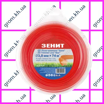 Фото 1- Леска для садовых триммеров Зенит «Звезда» 3,0 мм × 74 м (3В-30-74-ОВ)