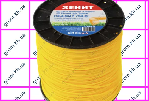 Фото 1- Лісочка для садових тримерів Зеніт «Квадрат» 2,4 мм × 764 м (КВ-24-764-ОВ)