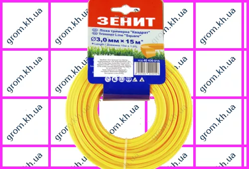Фото 1- Лісочка для садових тримерів Зеніт «Квадрат» 3,0 мм × 15 м (КВ-30-15-ОВ)