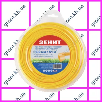 Фото 1- Лісочка для садових тримерів Зеніт «Квадрат» 3,0 мм × 51 м (КВ-30-51-ОВ)