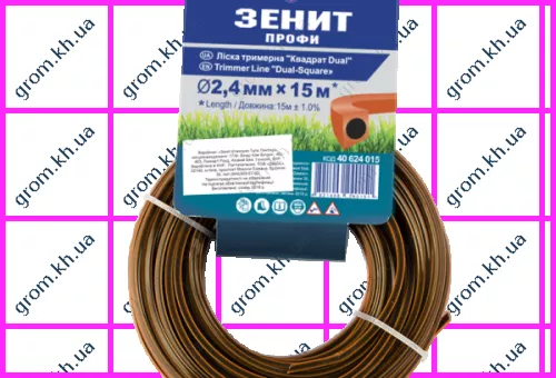 Фото 1- Лісочка для тримерів Зеніт «Квадрат DUAL» 2,4 мм х 15 м Профі