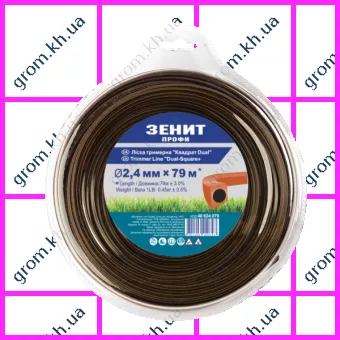 Фото 1- Лісочка для тримерів Зеніт «Квадрат DUAL» 2,4 мм х 79 м Профі