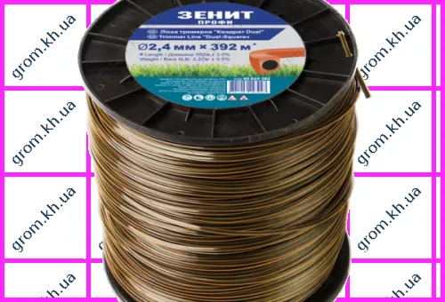 Фото 1- Леска для триммеров Зенит «Квадрат DUAL» 2,4 мм х 392 м Профи