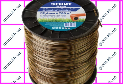 Фото 1- Леска для триммеров Зенит «Квадрат DUAL» 2,4 мм х 780 м Профи
