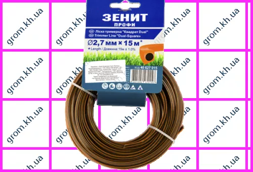 Фото 1- Лісочка для тримерів Зеніт «Квадрат DUAL» 2,7 мм х 15 м Профі