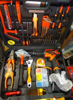 Фото 1- Мультифункциональный набор инструментов для монтажа с шуруповертом и запасным аккумулятором Edon ED-40L-TZ