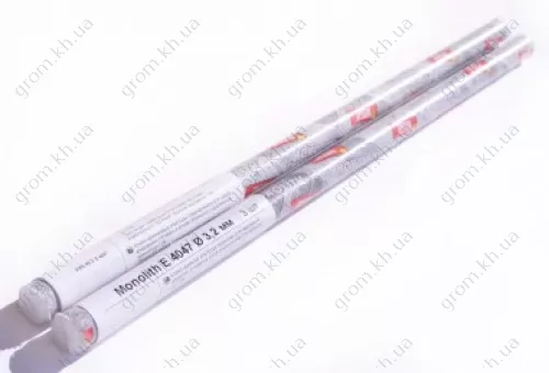 Фото 1- Електроди зварювальні Monolith E 4047 Ø3.2 мм, міні-тубус 3 шт