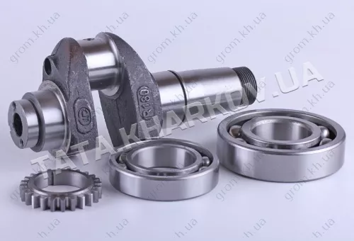 Фото 1- Колінвал у зборі (підшипники 6209/6310 + шестерня Z-24) - 175N