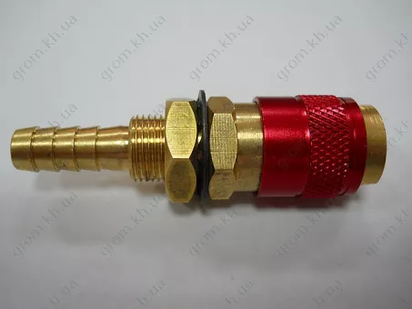 Фото 1- Втулка соединительная быстросъемная NW5, диам. 6 мм, корпус красного цвета