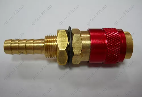 Фото 1- Втулка соединительная быстросъемная NW5, диам. 6 мм, корпус красного цвета