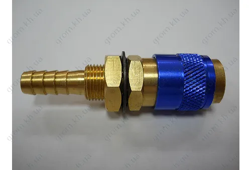 Фото 1- Втулка соединительная быстросъемная NW5, диам. 6 мм, корпус синего цвета