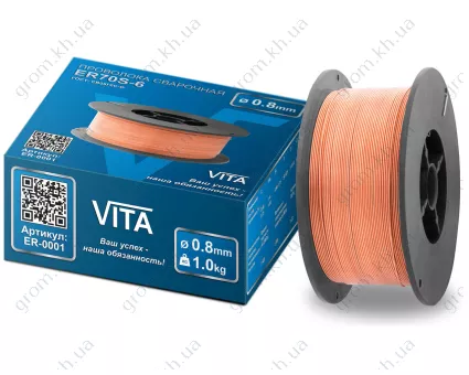Фото 1- Проволока сварочная Vita ER70S-6 0,8 мм вес 1,0 кг