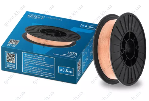 Фото 1- Дріт зварювальний Vita ER70S-6 0,8 мм вага 2,5 кг