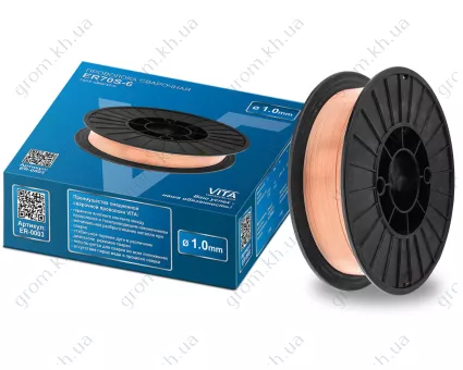 Фото 1- Проволока сварочная Vita ER70S-6 1,0 мм вес 5,0 кг