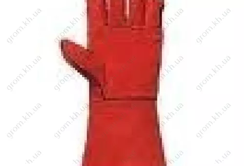 Фото 1- Краги сварочные спилковые красные