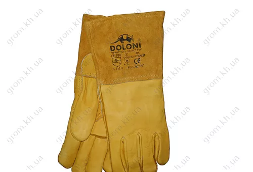 Фото 1- Краги сварочные Долони LUX спилковые желтые
