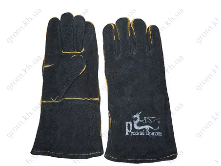 Фото 1- Краги сварочные спилковые черные