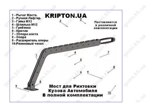Фото 1- Рычаг для рихтовки кузова автомобиля споттером (Комплект №2)
