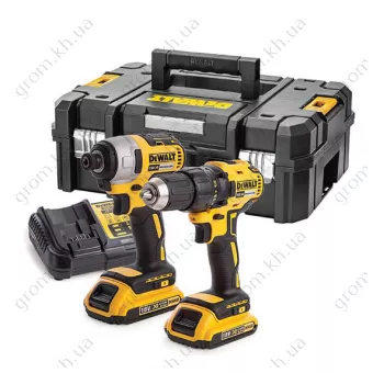 Фото 1- Набір із двох інструментів із безщітковим двигуном дриль-шуруповерт DCD777 та ударний шуруповерт DCF787 DeWALT DCK2059D2T
