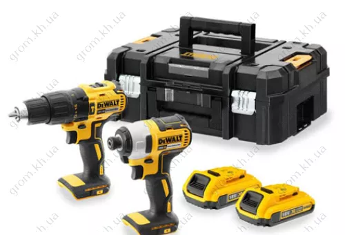 Фото 1- Набір із двох інструментів із безщітковим двигуном дриль-шуруповерт DCD778 та ударний шуруповерт DCF787 DeWALT DCK2060D2T