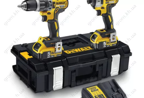 Фото 1- Набор из двух инструментов с бесщеточным двигателем ударная дрель-шуруповерт DCD796 и ударный шуруповерт DCF887 DeWALT DCK266P2