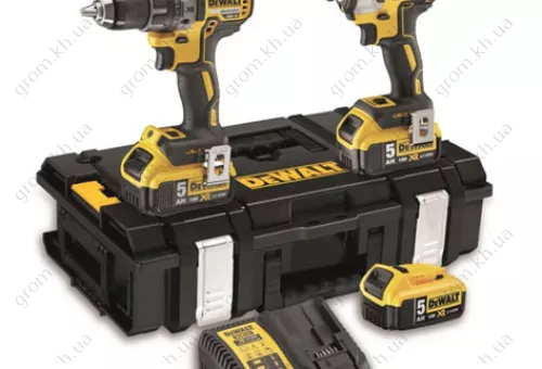 Фото 1- Набір із двох інструментів з безщітковим двигуном ударний дриль-шуруповерт DCD796 та ударний шуруповерт DCF887 DeWALT DCK266P3