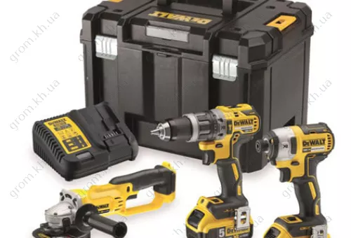 Фото 1- Набор из трех инструментов с бесщеточным двигателем DeWALT DCK383P2T