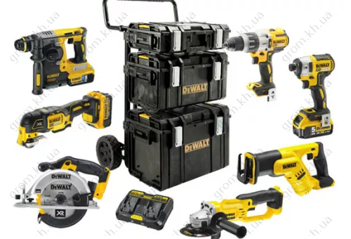 Фото 1- Набор из восьми аккумуляторных бесщеточных инструментов DeWALT DCK897P4