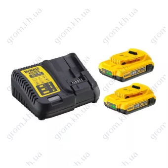 Фото 1- Зарядний пристрій та 2 акумулятори DCB183 2Ач DeWALT DCB115D2