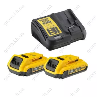Фото 1- Зарядний пристрій та 2 акумулятори DCB183 2Ач DeWALT DCB105D2
