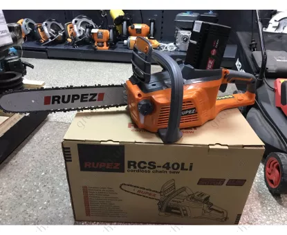 Фото 1- Акумуляторна ланцюгова пилка Rupez RCS-40Li З АКБ та зарядним пристроєм (45 хвилин безперервної роботи)