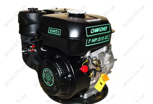 Фото 1- Двигатель бензиновый GrunWelt GW210-S (CL) (центробежное сцепление, шпонка, вал 20 мм, 7.0 л.с.)