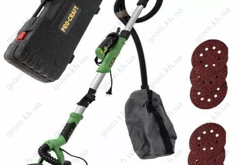 Фото 1- Машина шліфувальна Procraft EX-1050 для стін та стелі (вбудований пилосос, підсвічування робочої зони)