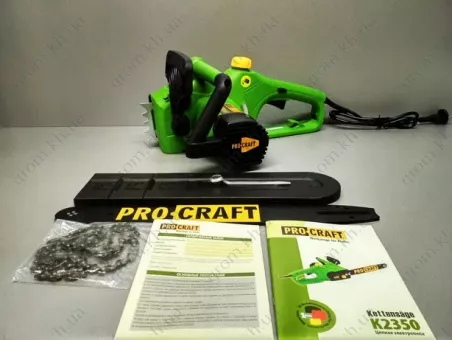 Фото 1- Електропилка Procraft K-2350 збоку (1 шини 40, 1 ланцюга 40)
